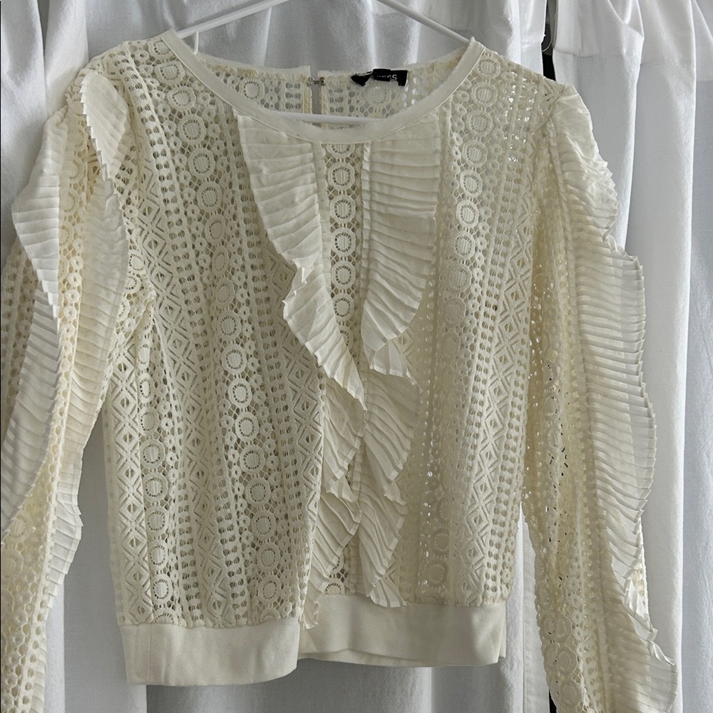 Express eyelet mesh see through blouse like new.